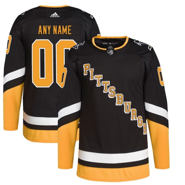 Custom adidas Pittsburgh Penguins Black 2021/22 Alternate Primegreen Authentic Pro Jersey