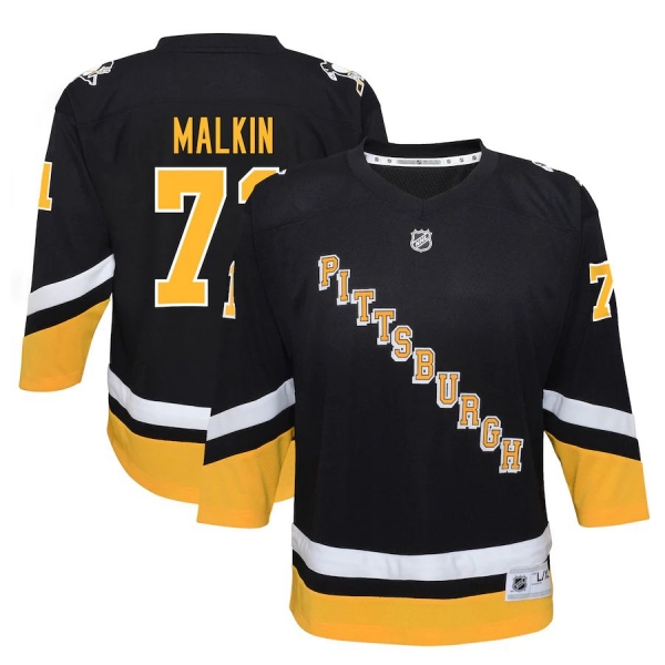 Youth Evgeni Malkin Pittsburgh PenguinsBlack 2021/22 Alternate Replica Player Jersey