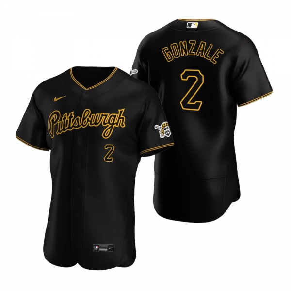 Men's Pittsburgh Pirates Erik Gonzalez Black Authentic Alternate Jersey