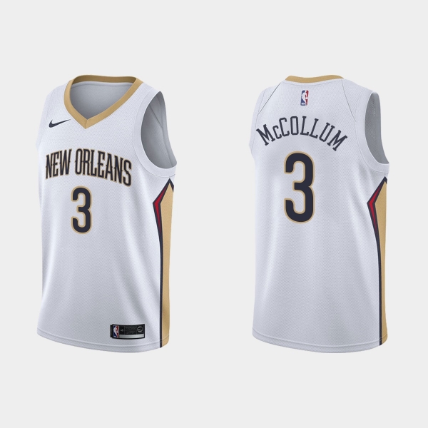 New Orleans Pelicans C.J. McCollum #3 Association Edition White Jersey Swingman