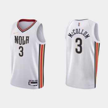 New Orleans Pelicans No. 3 C.J. McCollum 75th Anniversary City White Jersey