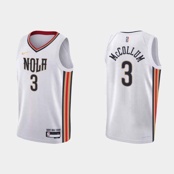 New Orleans Pelicans No. 3 C.J. McCollum 75th Anniversary City White Jersey