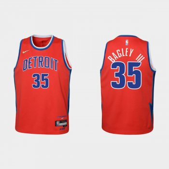 Youth Detroit Pistons #35 Marvin Bagley III 75th Anniversary City Red Jersey