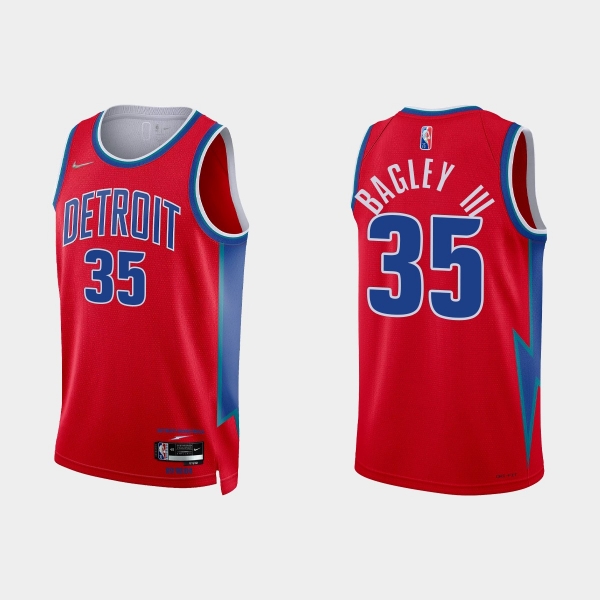 Detroit Pistons #35 Marvin Bagley III NBA 75th Anniversary City Red Jersey