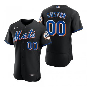 Men's New York Mets Custom Black 60th Anniversary Alternate Authentic Jersey