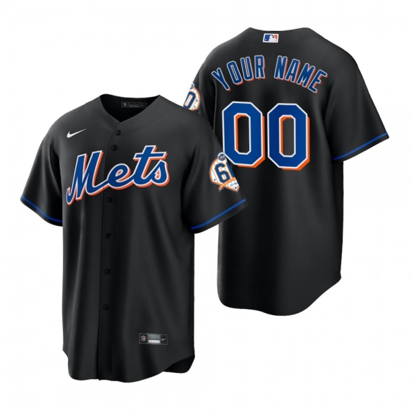 Men's New York Mets Custom Nike Black 60th Anniversary Replica Jersey