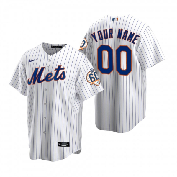 New York Mets Custom Nike White 60th Anniversary Replica Jersey