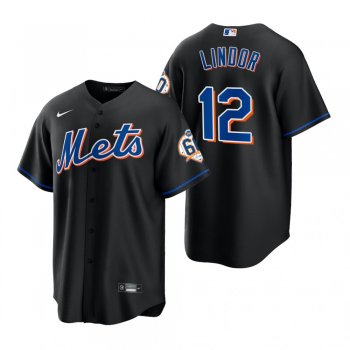 Men's New York Mets Francisco Lindor Nike Black 60th Anniversary Replica Jersey