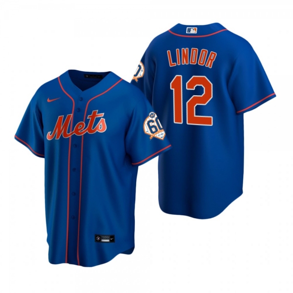 New York Mets Francisco Lindor Nike Royal 60th Anniversary Alternate Jersey