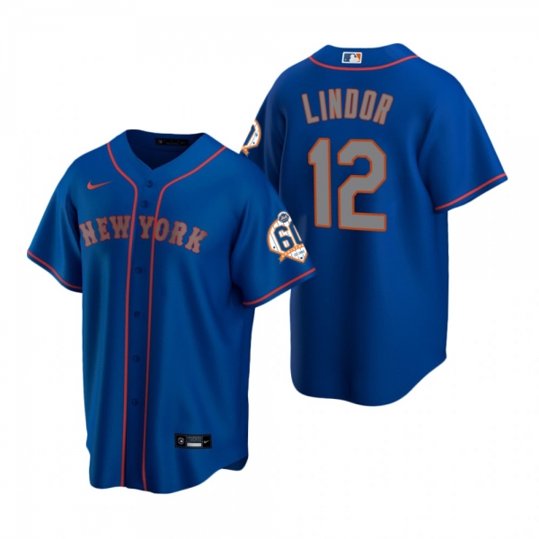 New York Mets Francisco Lindor Nike Royal 60th Anniversary Replica Jersey