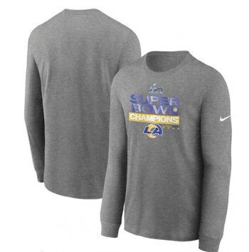 NFL Rams 2022 Heathered Charcoal Super Bowl LVI Champions Locker Room Trophy Collection Long Sleeve T-Shirt