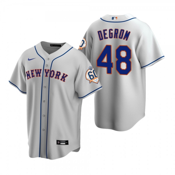 New York Mets Jacob deGrom Nike Gray 60th Anniversary Replica Jersey