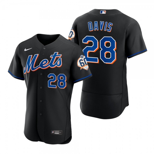 Men's New York Mets J.D. Davis Black 60th Anniversary Alternate Authentic Jersey