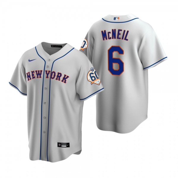 New York Mets Jeff McNeil Nike Gray 60th Anniversary Replica Jersey