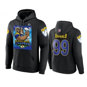 Los Angeles Rams Aaron Donald Black Super Bowl LVI Champions Cartoon Hoodie