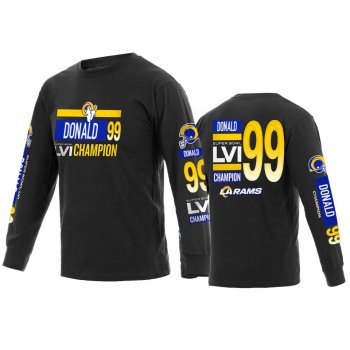 Los Angeles Rams Aaron Donald Black Super Bowl LVI Champions Long Sleeve T-Shirt