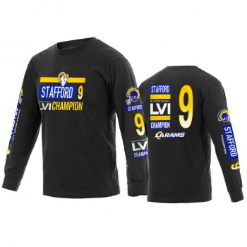 Los Angeles Rams Matthew Stafford Black Super Bowl LVI Champions Long Sleeve T-Shirt