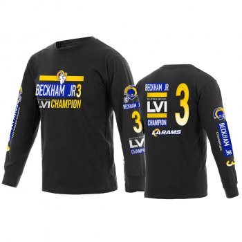 Los Angeles Rams Odell Beckham Jr. Black Super Bowl LVI Champions Long Sleeve T-Shirt