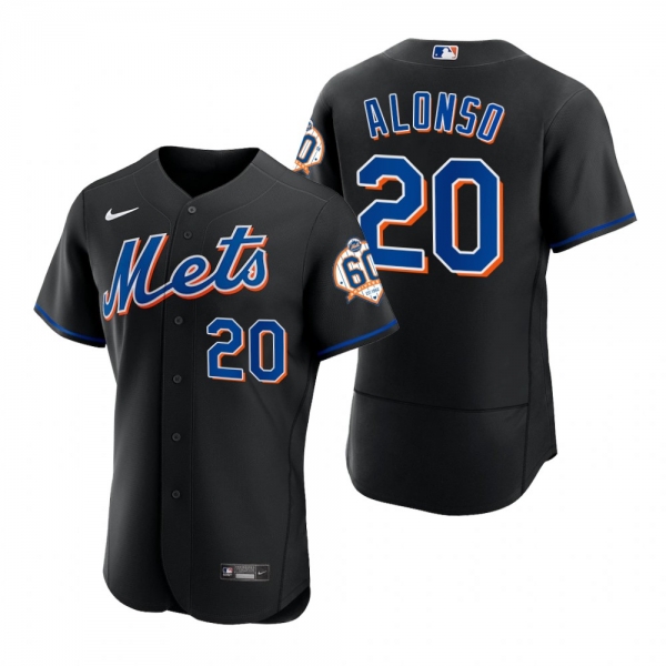 Men's New York Mets Pete Alonso Black 60th Anniversary Alternate Authentic Jersey