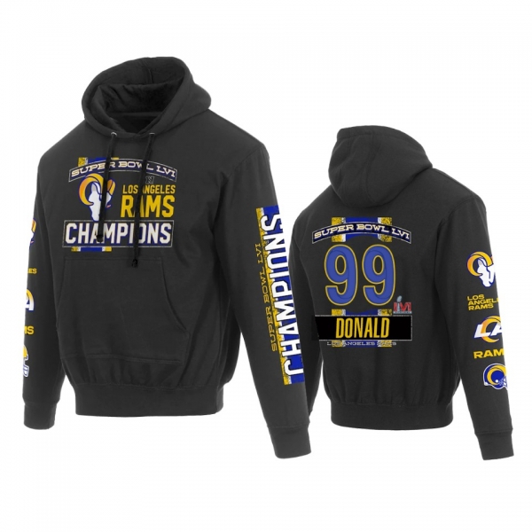 Aaron Donald Los Angeles Rams Black Super Bowl LVI Champions Name Number Hoodie