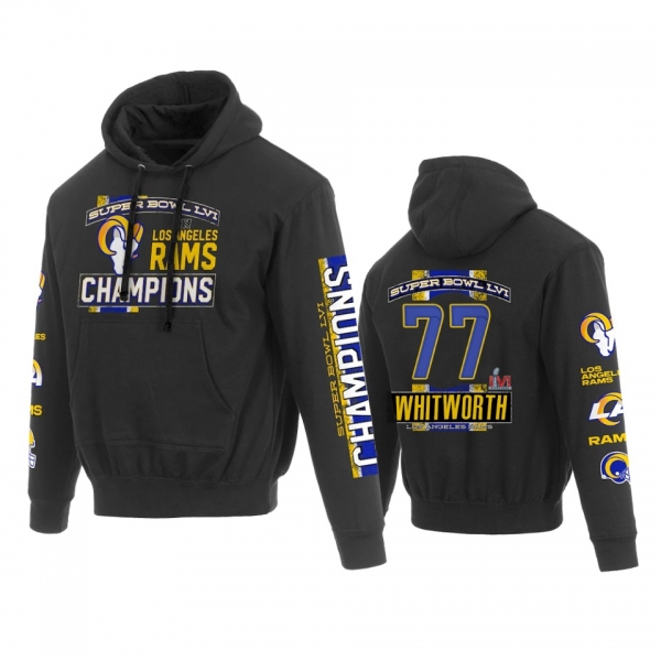 Andrew Whitworth Los Angeles Rams Black Super Bowl LVI Champions Name Number Hoodie