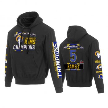 Jalen Ramsey Los Angeles Rams Black Super Bowl LVI Champions Name Number Hoodie