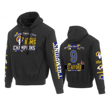 Matthew Stafford Los Angeles Rams Black Super Bowl LVI Champions Name Number Hoodie