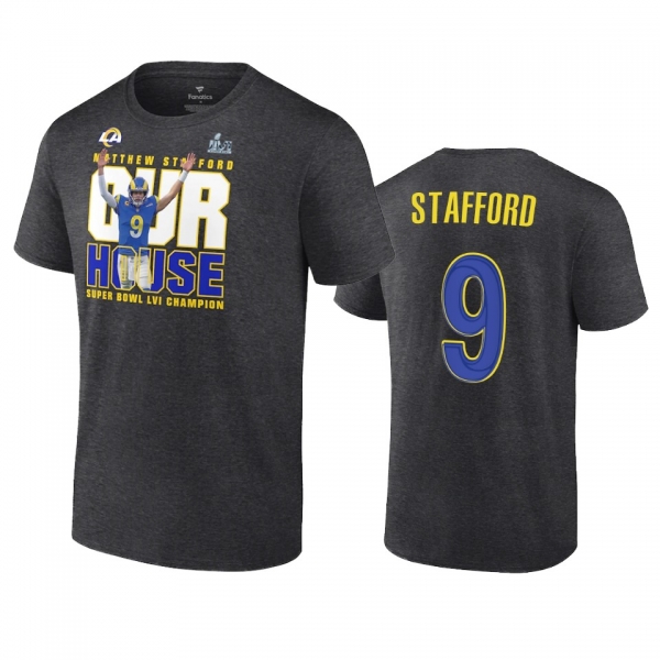 Los Angeles Rams Matthew Stafford Charcoal Super Bowl LVI Champions Hometown T-Shirt