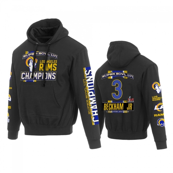 Odell Beckham Jr. Los Angeles Rams Black Super Bowl LVI Champions Name Number Hoodie