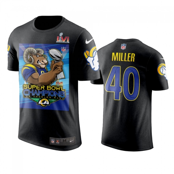 Men's Los Angeles Rams Von Miller Black Super Bowl LVI Champions Cartoon T-Shirt