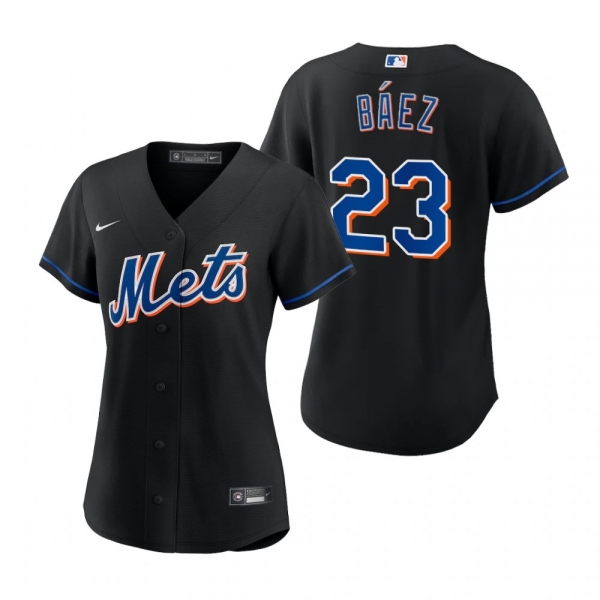 Women's New York Mets Javier Baez Black Replica Alternate Jersey