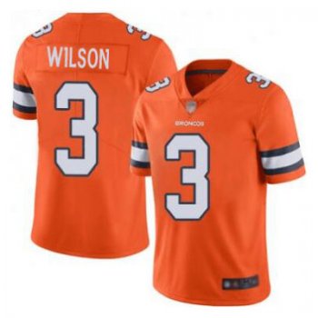 Men's Denver Broncos #3 Russell Wilson Orange Color Rush Stitched Jersey