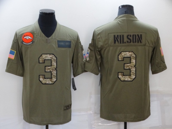 Men's Denver Broncos #3 Russell Wilson Olive/Camo Salute To Service Limited Stitched Jersey