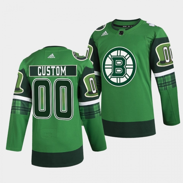 2022 St Patricks Day Custom Boston Bruins #00 Green Warm-Up Jersey