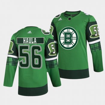 2022 St Patricks Day Erik Haula Boston Bruins #56 Green Warm-Up Jersey