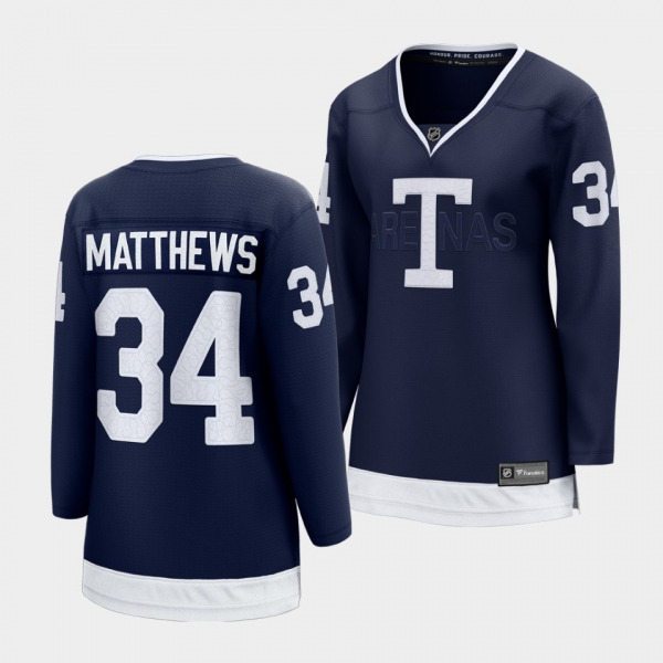 Women Toronto Maple Leafs 2022 Heritage Classic Auston Matthews #34 Navy Jersey