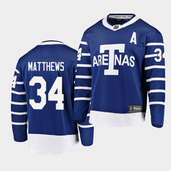 Auston Matthews Toronto Arenas #34 Breakaway Player Throwback Jersey