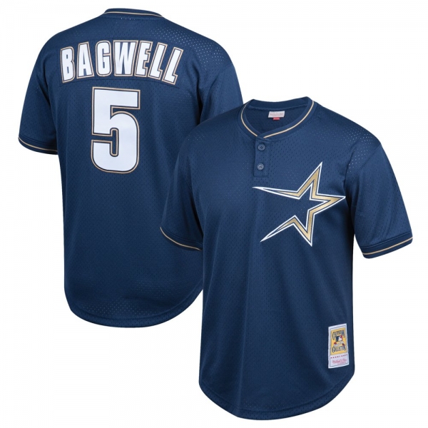 Men's Houston Astros #5 Jeff Bagwell Mitchell & Ness Cooperstown 1997 Mesh Batting Practice Navy Jersey