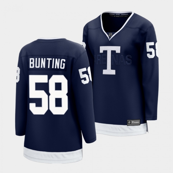 Women Toronto Maple Leafs 2022 Heritage Classic Michael Bunting #58 Navy Jersey