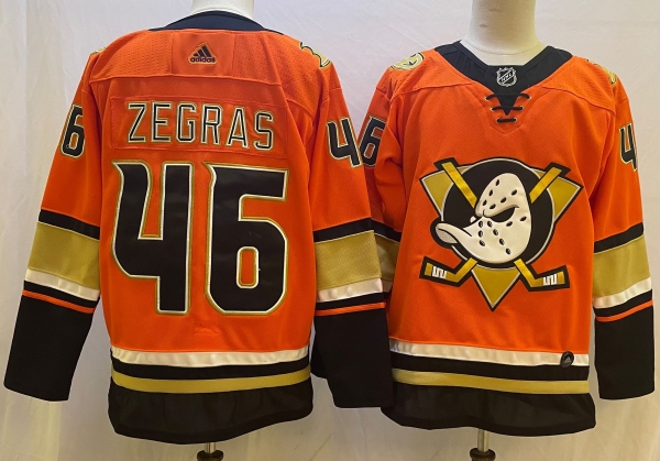 Men's Anaheim Ducks #46 Trevor Zegras Orange Authentic Adidas Jersey