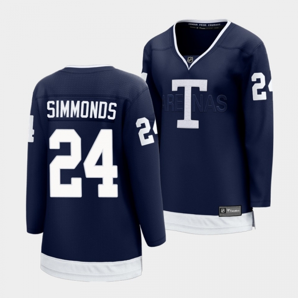 Women Toronto Maple Leafs 2022 Heritage Classic Wayne Simmonds #24 Navy Jersey