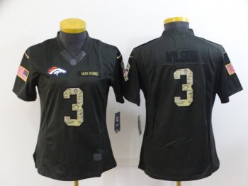 Women's Denver Broncos #3 Russell Wilson Black Anthracite Salute To Service Stitched NFL Nike Limited Jersey