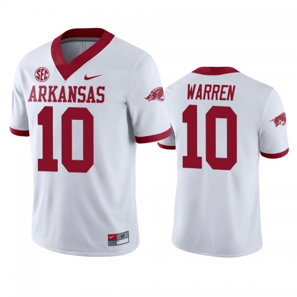 Arkansas Razorbacks De'Vion Warren White College Football Jersey