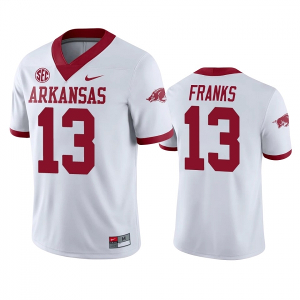 Arkansas Razorbacks Feleipe Franks White College Football Jersey