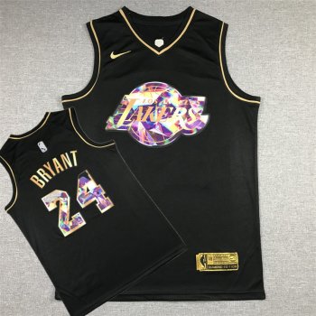 NBA Lakers 24 Kobe Bryant Black Gold Diamond Men Jersey