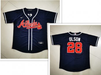 Men's Atlanta Braves #28 Matt Olson Navy Blue Stitched MLB Cool Base Nike Jersey