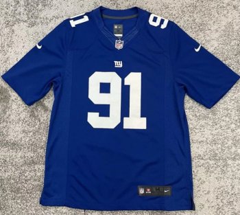 Men's New York Giants #91 Justin Tuck Blue Stitched Jersey