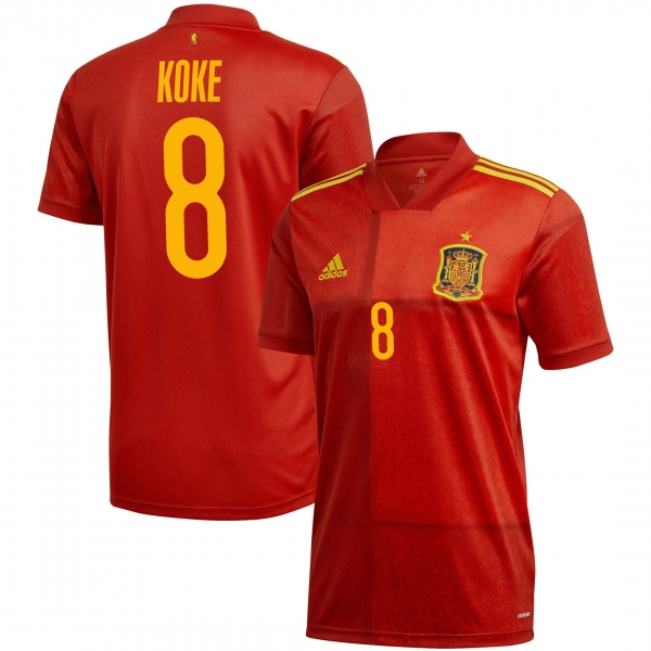 Spain National Team 2022 Qatar World Cup Koke #8 Red Home Men Jersey