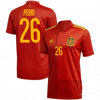 Spain National Team 2022 Qatar World Cup Pedri #26 Red Home Men Jersey