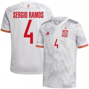 Spain National Team 2022 Qatar World Cup Sergio Ramos #4 White Away Men Jersey